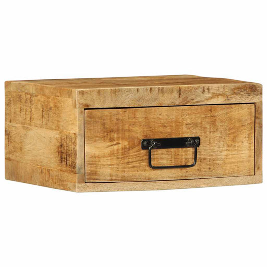 Mesita De Noche De Pared Madera Maciza De Mango Rugosa_0