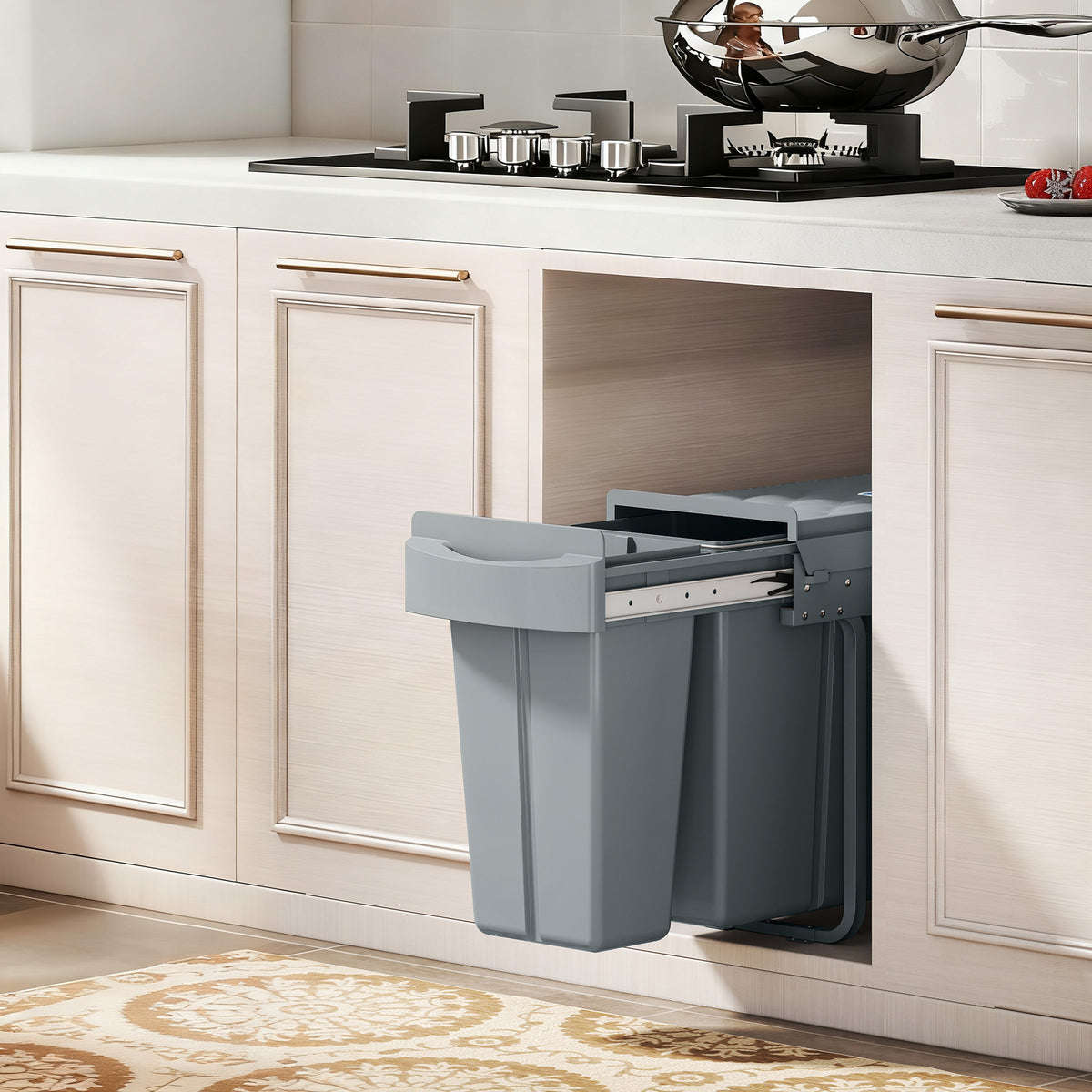 Caixote Do Lixo Extraível Homcom Abs, Metal Cinzento 52x26x40,8 Cm 851-074v00gy_1