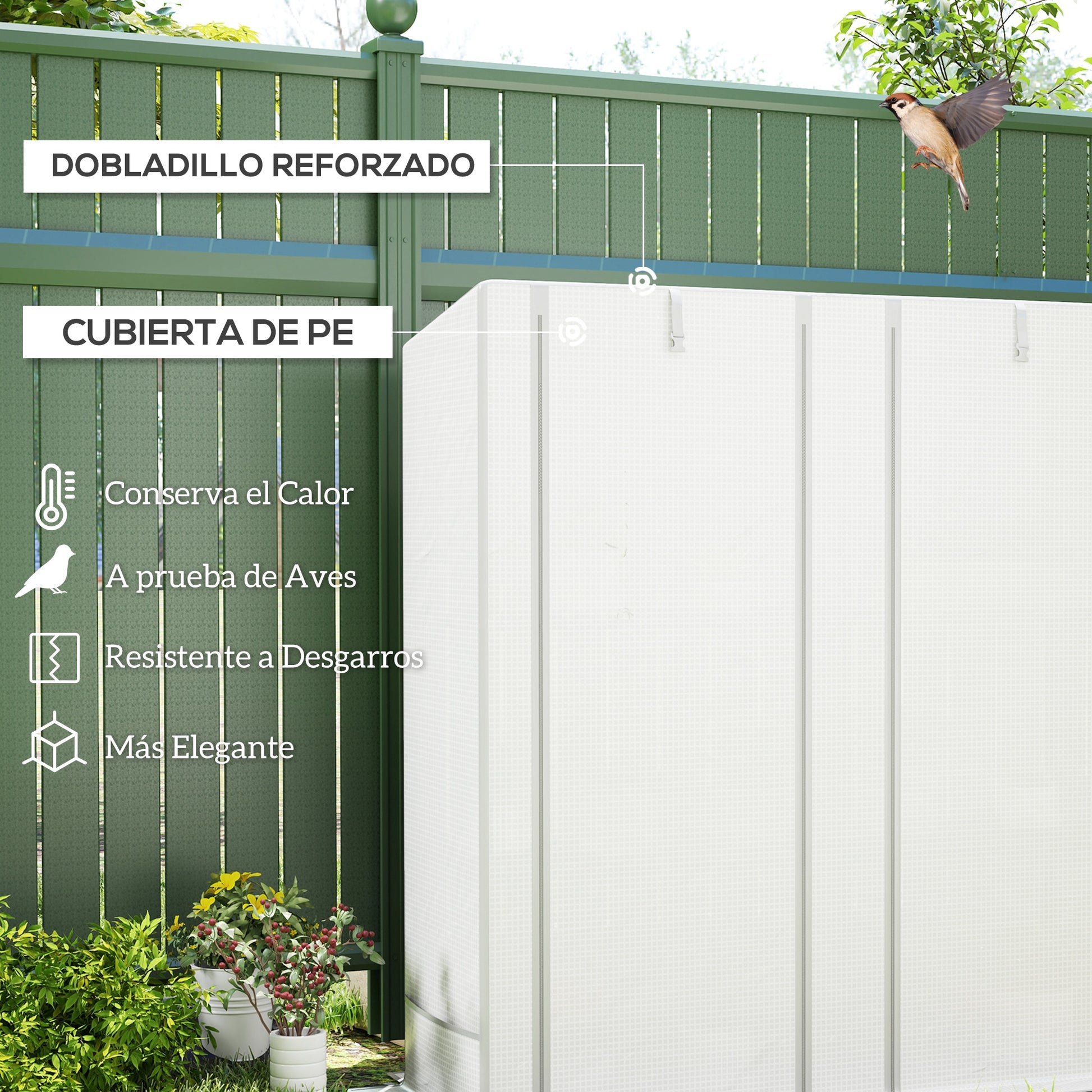 Outsunny Invernadero De Exterior Con Techo Inclinado Y 3 Estantes 144x48x152 Cm_3