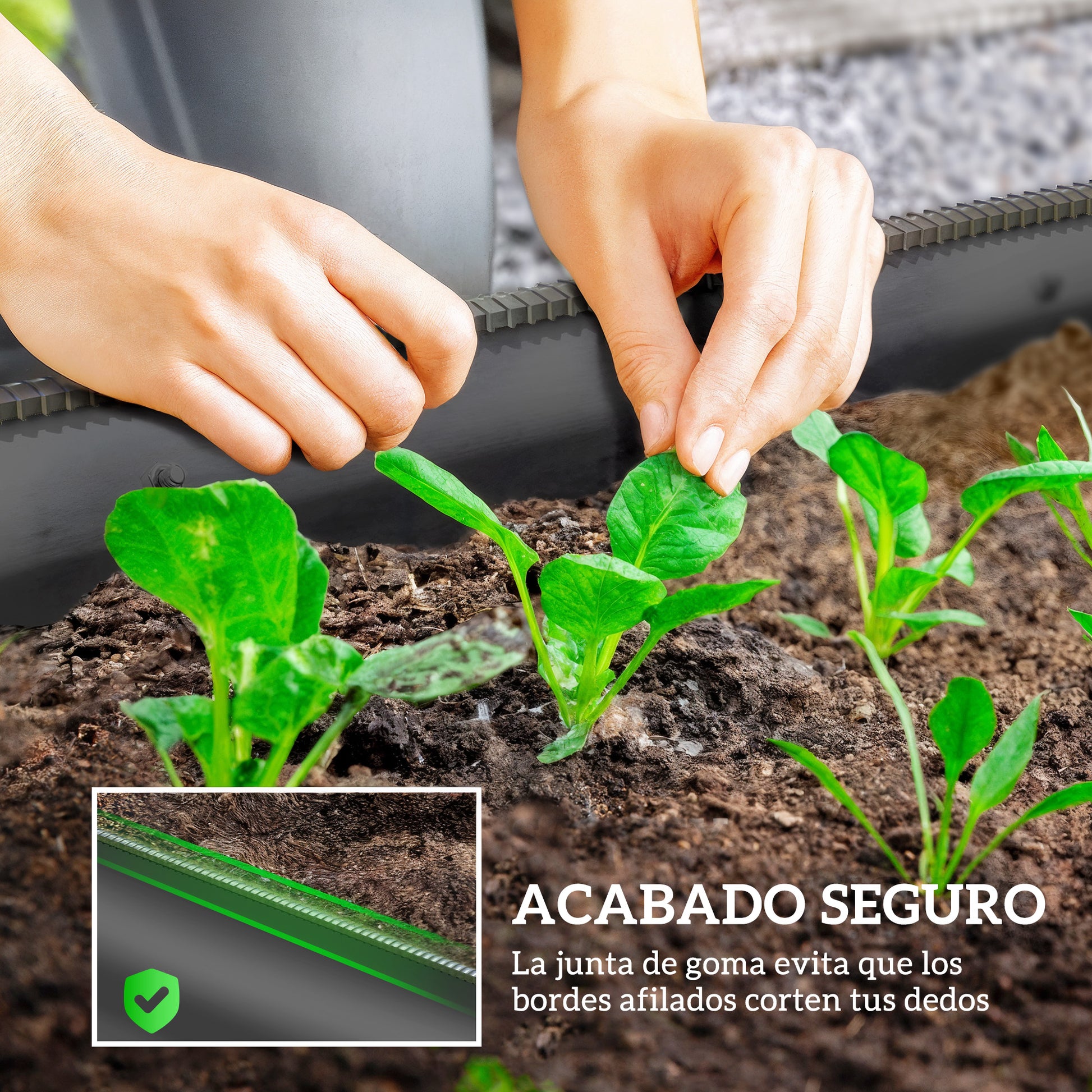 Outsunny Jardinera Exterior Grande De Acero Galvanizado Con Bordes De Seguridad_5