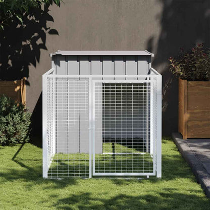 Vidaxl Caseta Para Perro Con Corral Gris Claro 110x201x110 Cm Acero Galvanizado_1