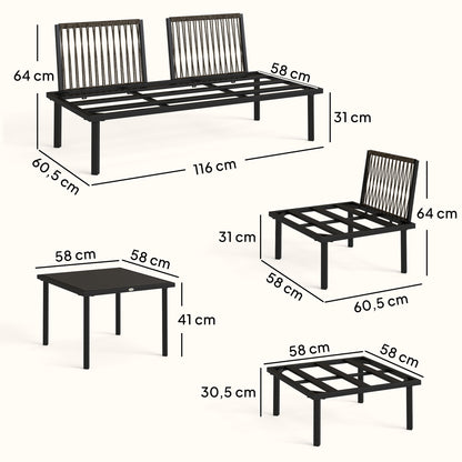 Muebles De Jardín Outsunny Metal, Poliéster Gris Claro 116x60.5x64 Cm_2