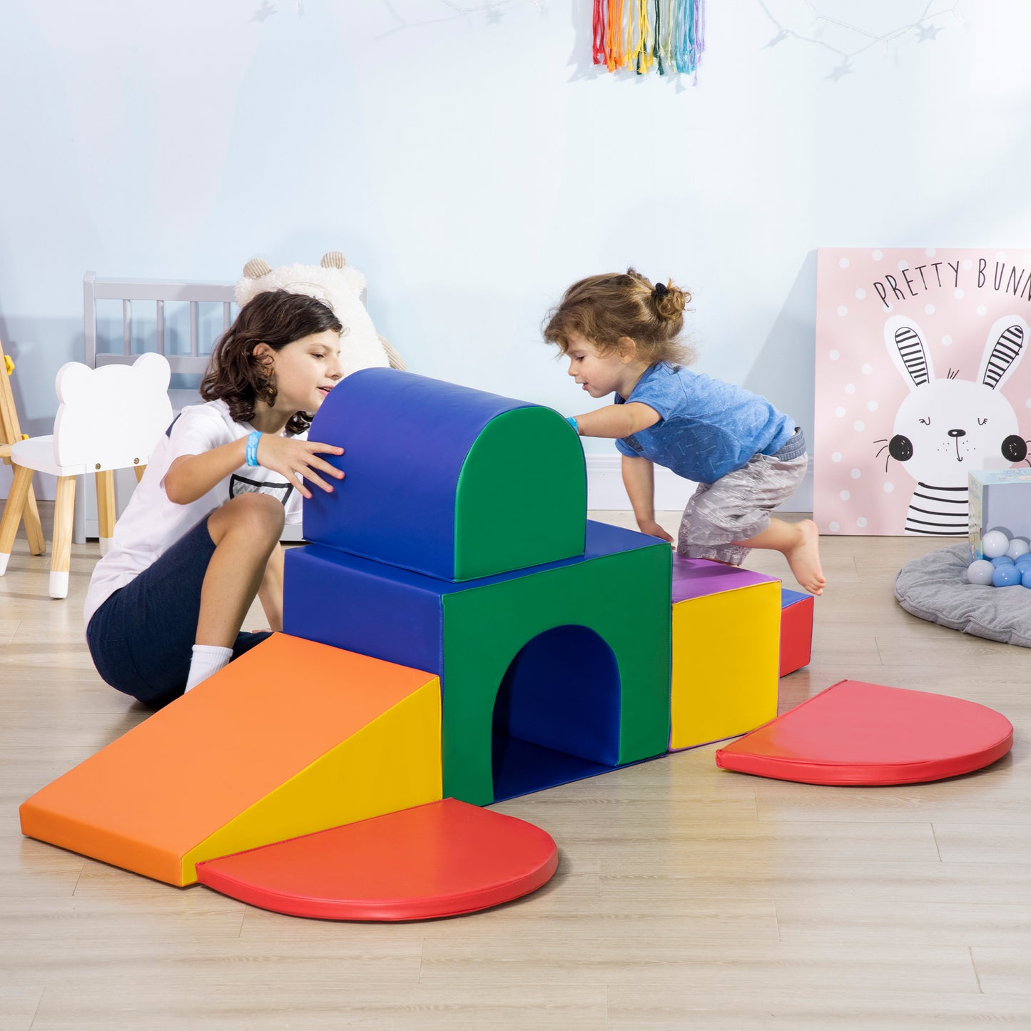 Homcom Juego De 7 Bloques Psicomotricidad Para Niños Multicolor_1