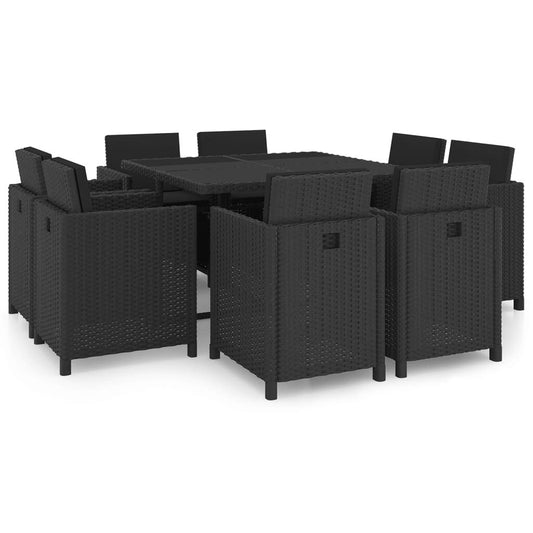 Vidaxl Set Comedor De Jardín 9 Piezas Y Cojines Ratán Sintético Negro_0