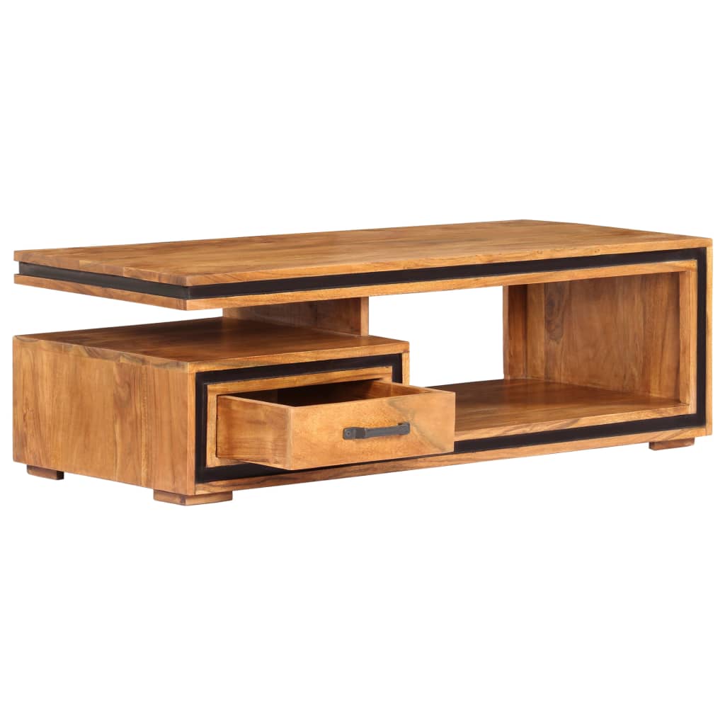 Mesa De Centro De Madera Maciza De Acacia 100x45x33 Cm_1
