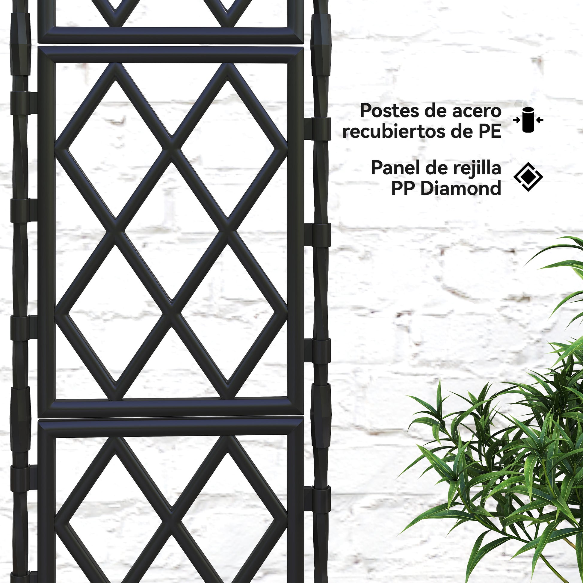 Outsunny Enrejado De Jardín Plegable Soporte Para Plantas Trepadoras 85x197 Cm_5