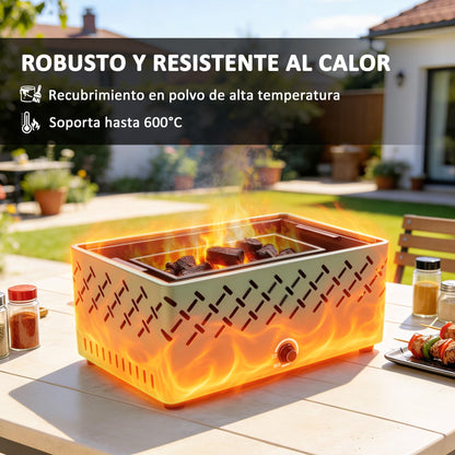 Outsunny Barbacoa De Carbón Con Ventilador Integrado 45,5x29x21 Cm Verde Claro_5
