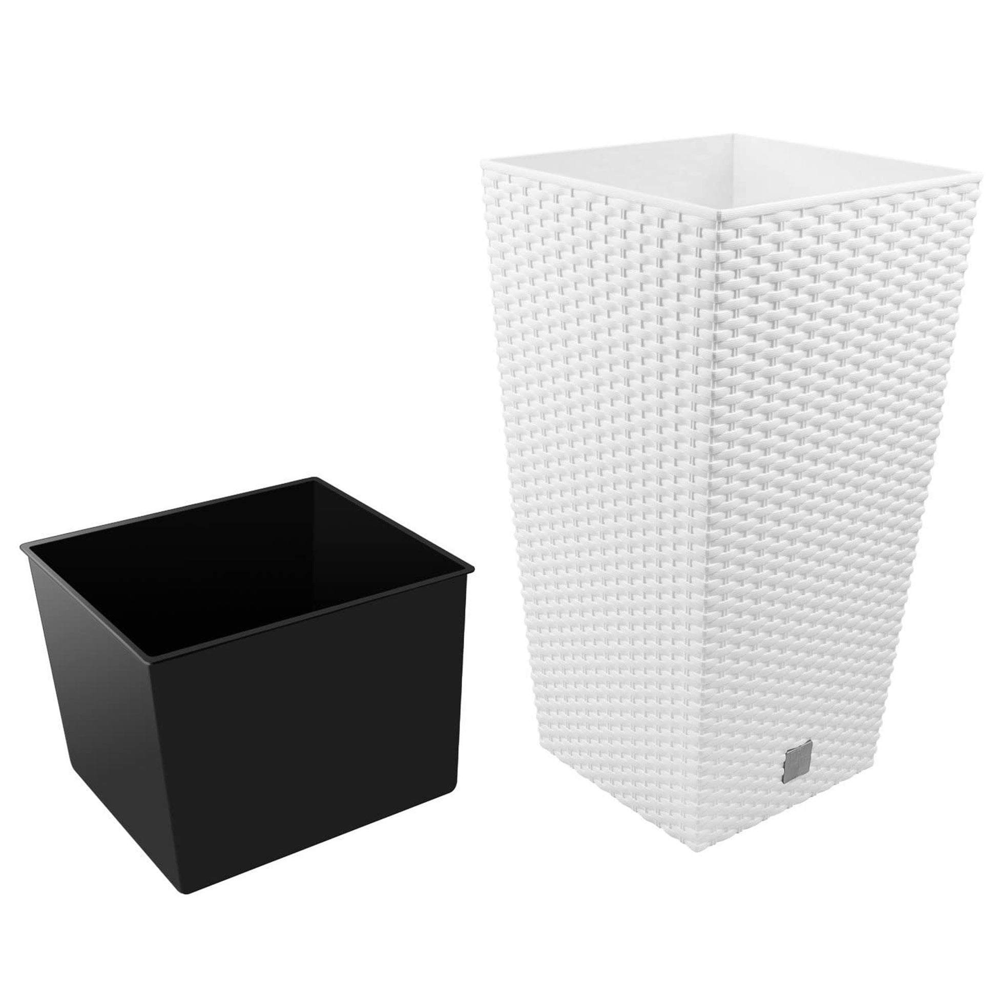 Maceta Rato De 16,3 Litros Con Inserto 22,5 X 22,5 X 42 Cm En Color Blanco_4