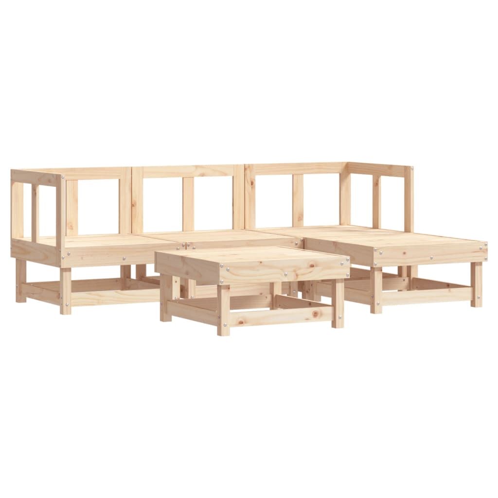 Vidaxl Juego De Sofás De Jardín 5 Piezas Madera Maciza De Pino_0