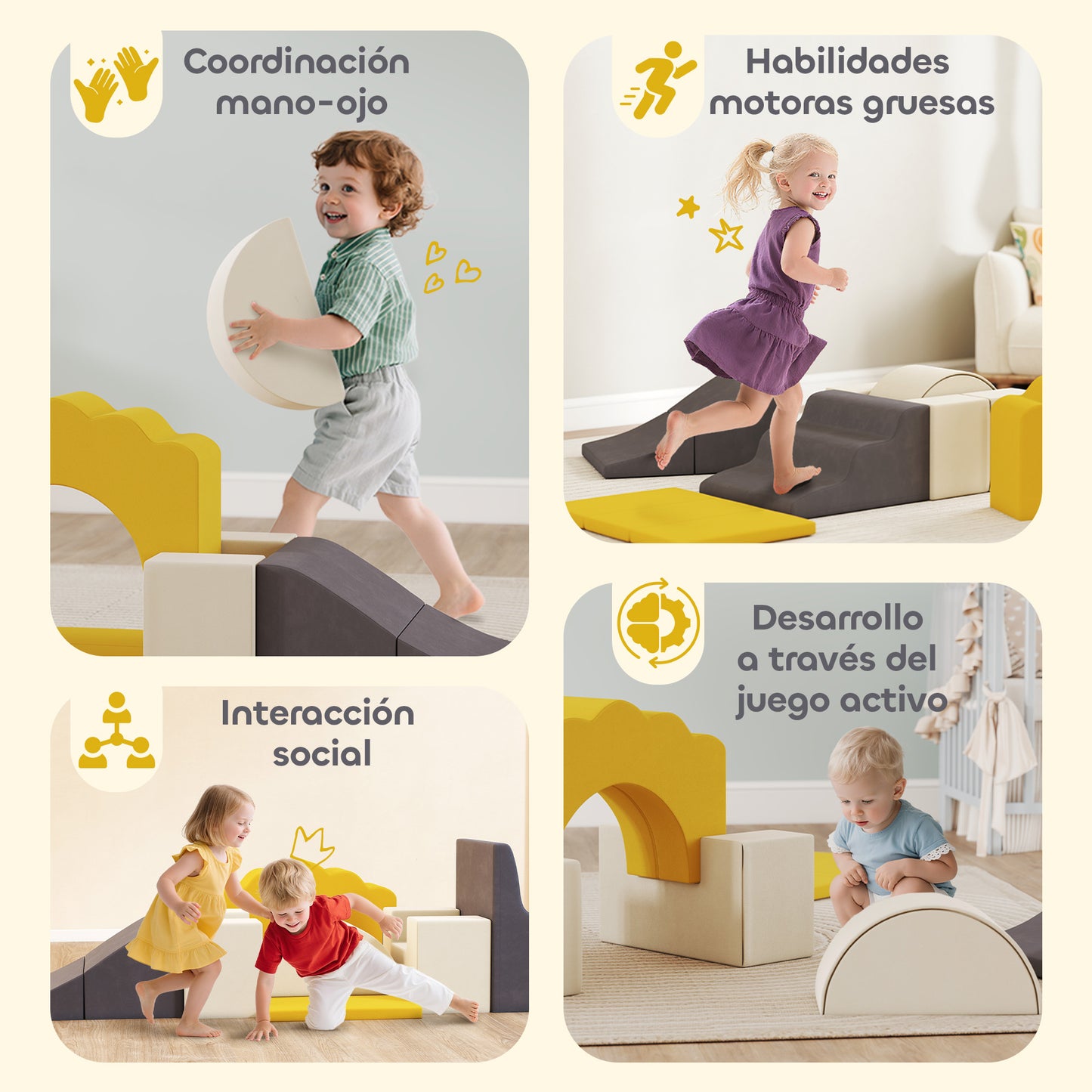 Aiyaplay Juego De 7 Bloques De Espuma Para Niños Para Escalar Y Gatear Amarillo_5