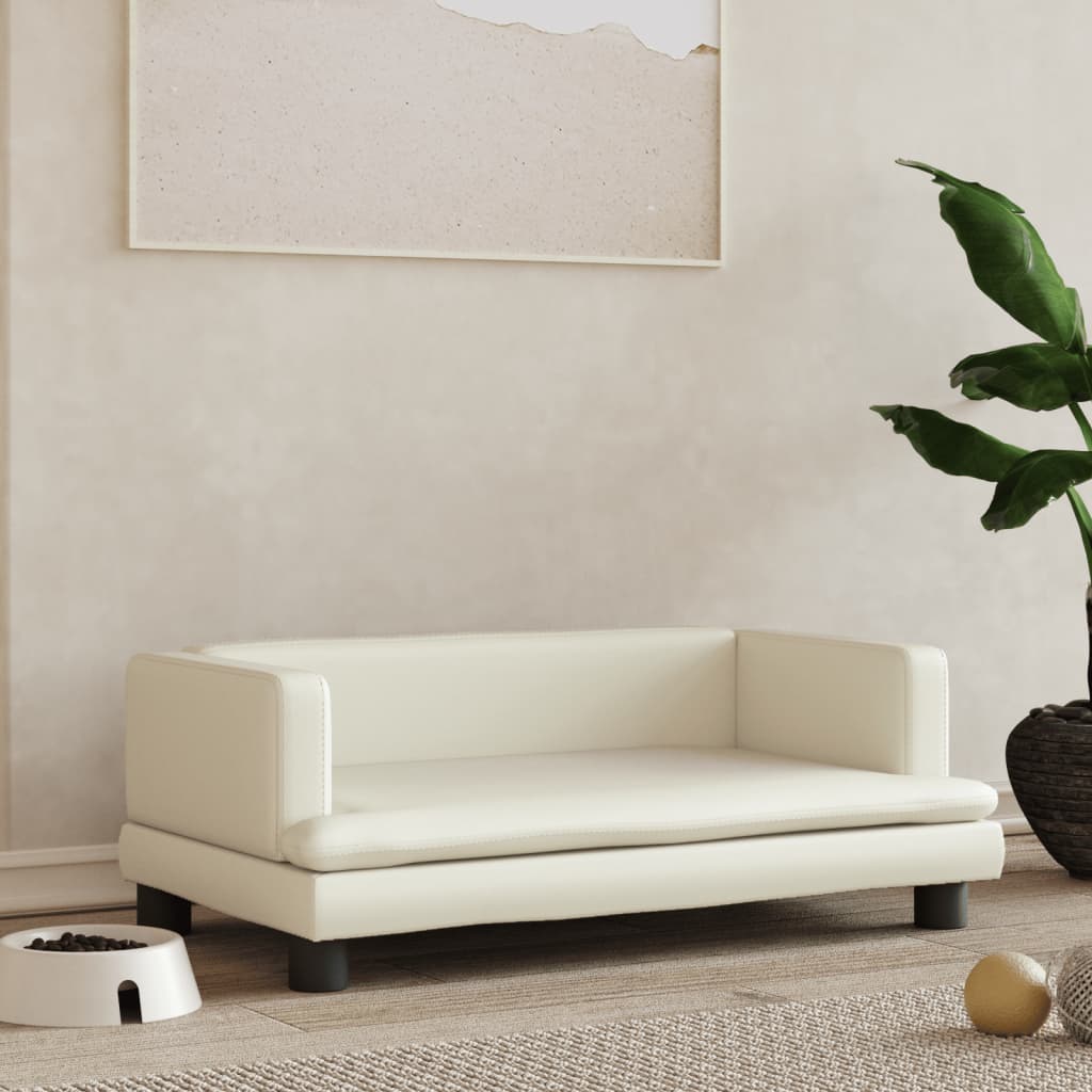 Cama Para Perros De Cuero Sintético Crema 80x45x30 Cm / Vetonek_5