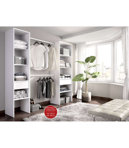 Vestidor Siles Para Dormitorio Con Baldas Y Dos Cajones Acabado Blanco 185 Cm(alto)200 Cm(_1