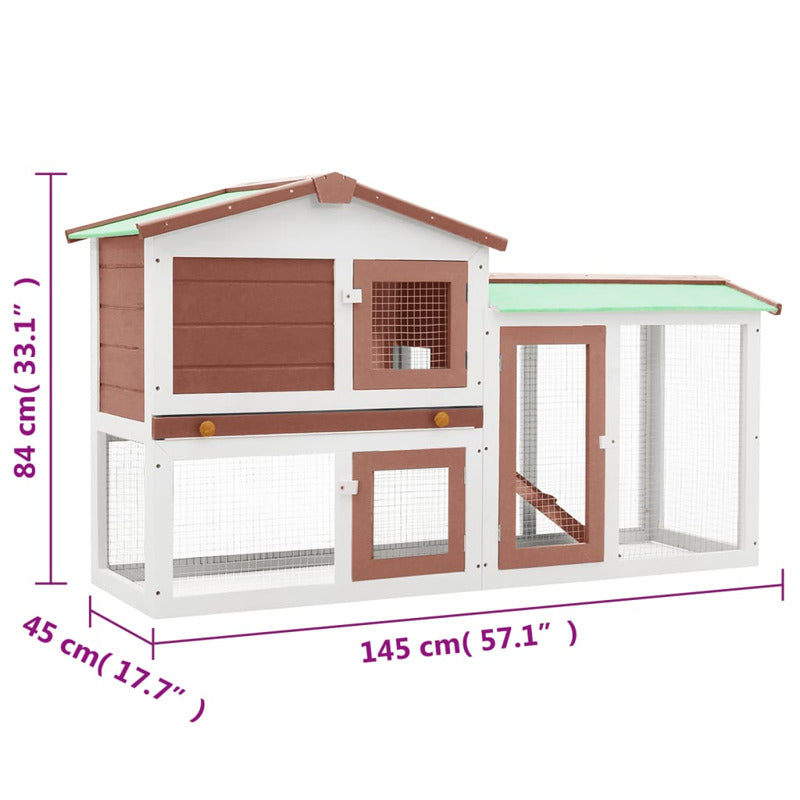 Vidaxl Jaula De Animales Grande Madera Marrón Y Blanco 145x45x84 Cm_5