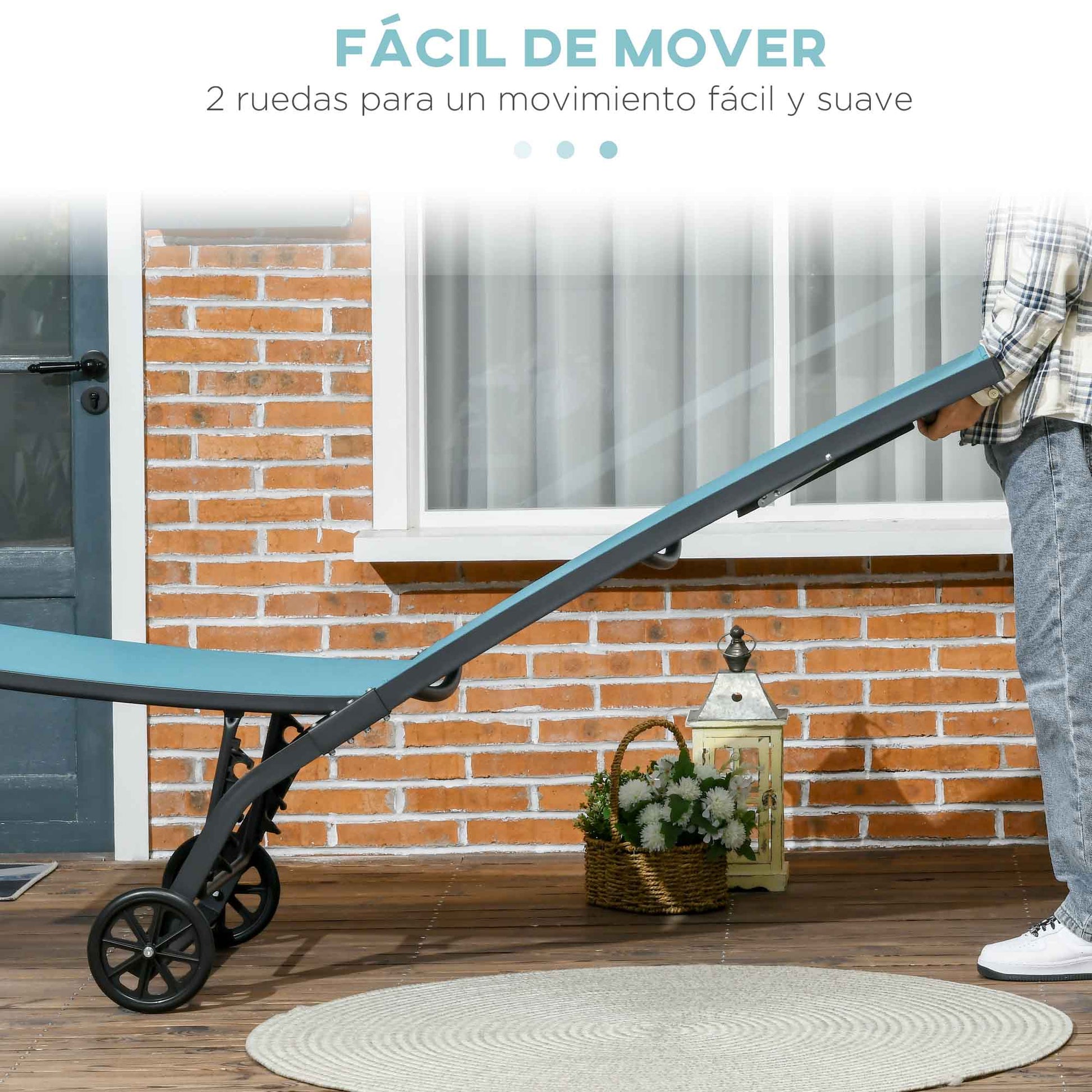Outsunny Juego De 2 Tumbonas Reclinables De Jardín 165x66x102 Cm Azul Y Gris_5