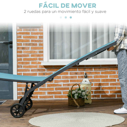 Outsunny Juego De 2 Tumbonas Reclinables De Jardín 165x66x102 Cm Azul Y Gris_5