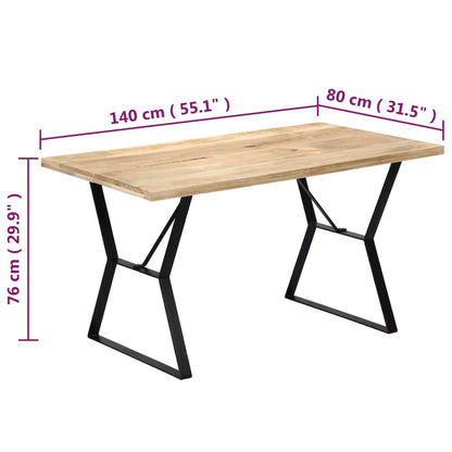 Mesa De Comedor De Madera Maciza De Mango 140x80x76 Cm_4