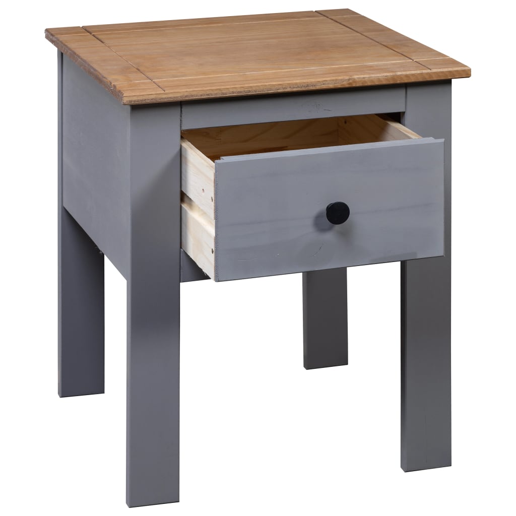 Mesita De Noche De Madera Maciza Pino Panamá Gris 46x40x57 Cm_3