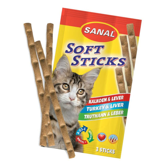 35 u Sanal Premio En Sticks Para Gato De Pavo E Higado 3u