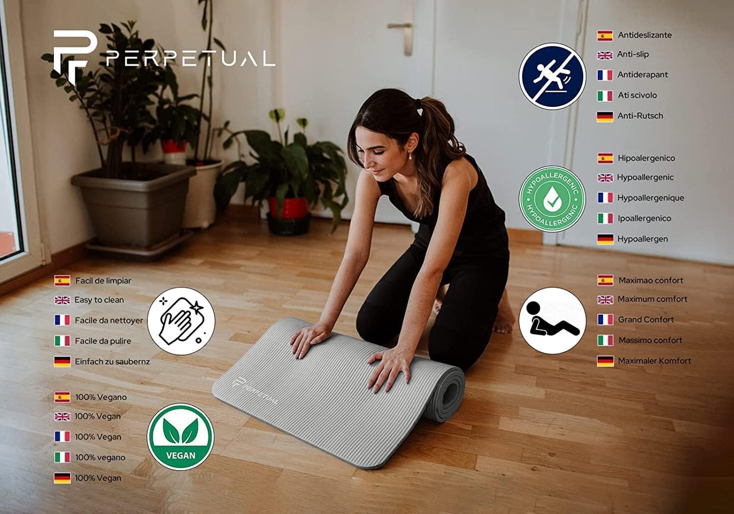 Esterilla De Yoga Y Pilates Antideslizante De 10mm Perpetual Con Correa Y Bolsa De Transporte_1