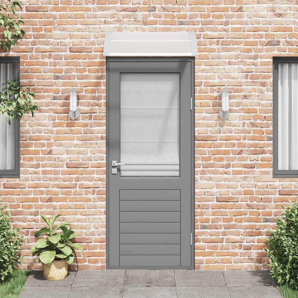 Marquesina Para Puerta Gris Y Transparente De Policarbonato 80x75 Cm_2
