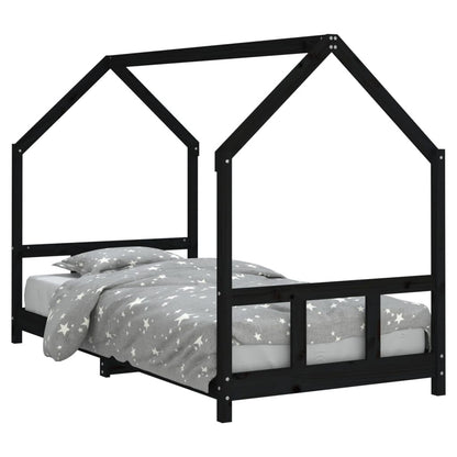 Vidaxl Estructura De Cama Para Niños Madera De Pino Negro 90x200 Cm_0