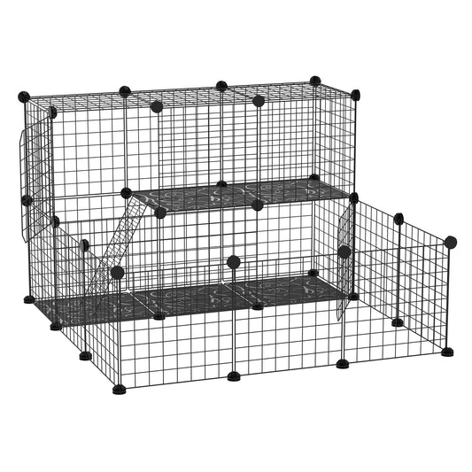 Pawhut Valla Para Animales Pequeños Diy Con 24 Paneles Para Conejos 105x105x70cm_0