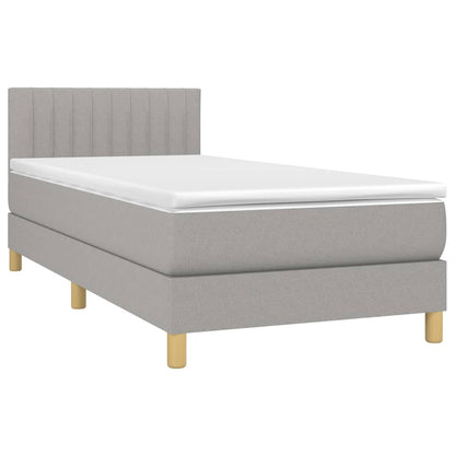 Cama Box Spring Colchón Y Luces Led Tela Gris Claro 90x200 Cm / Vetonek_2