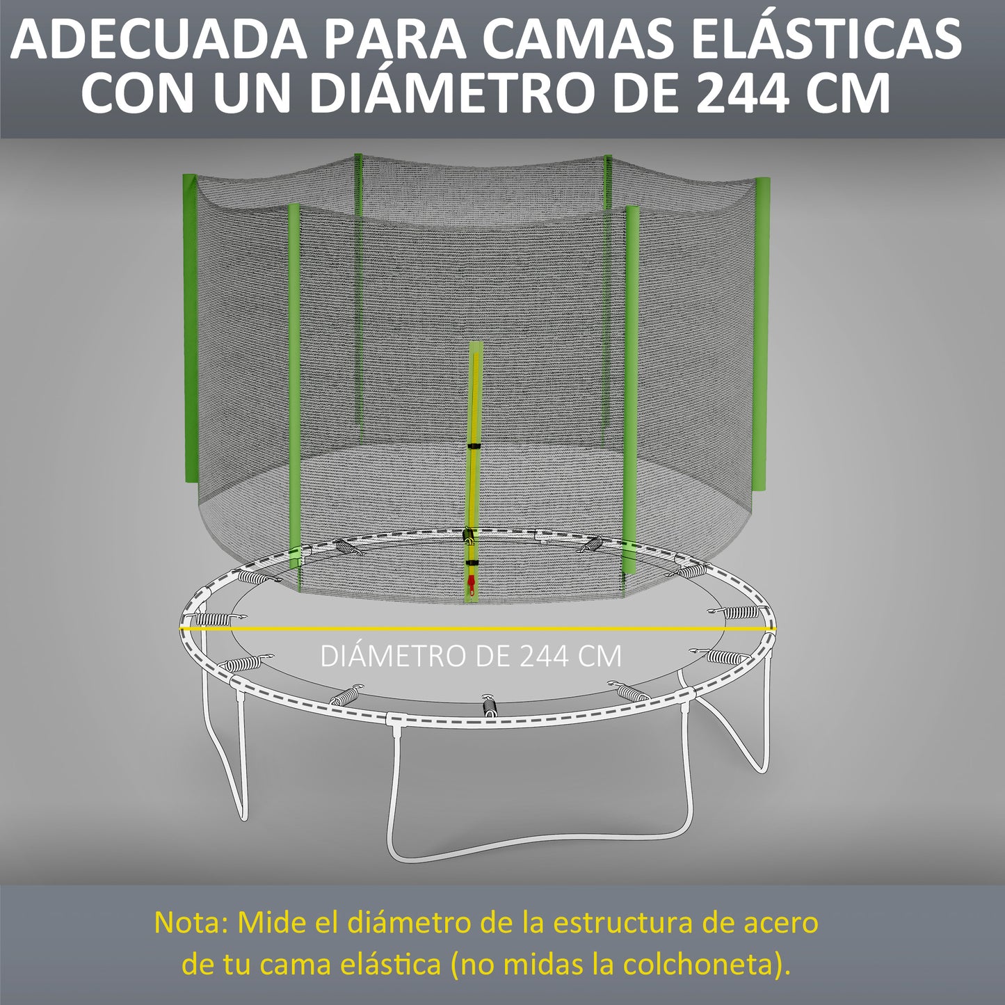 Sportnow Red De Seguridad Para Cama Elástica Ø244 Cm Para 6 Postes Rectos Verde_3