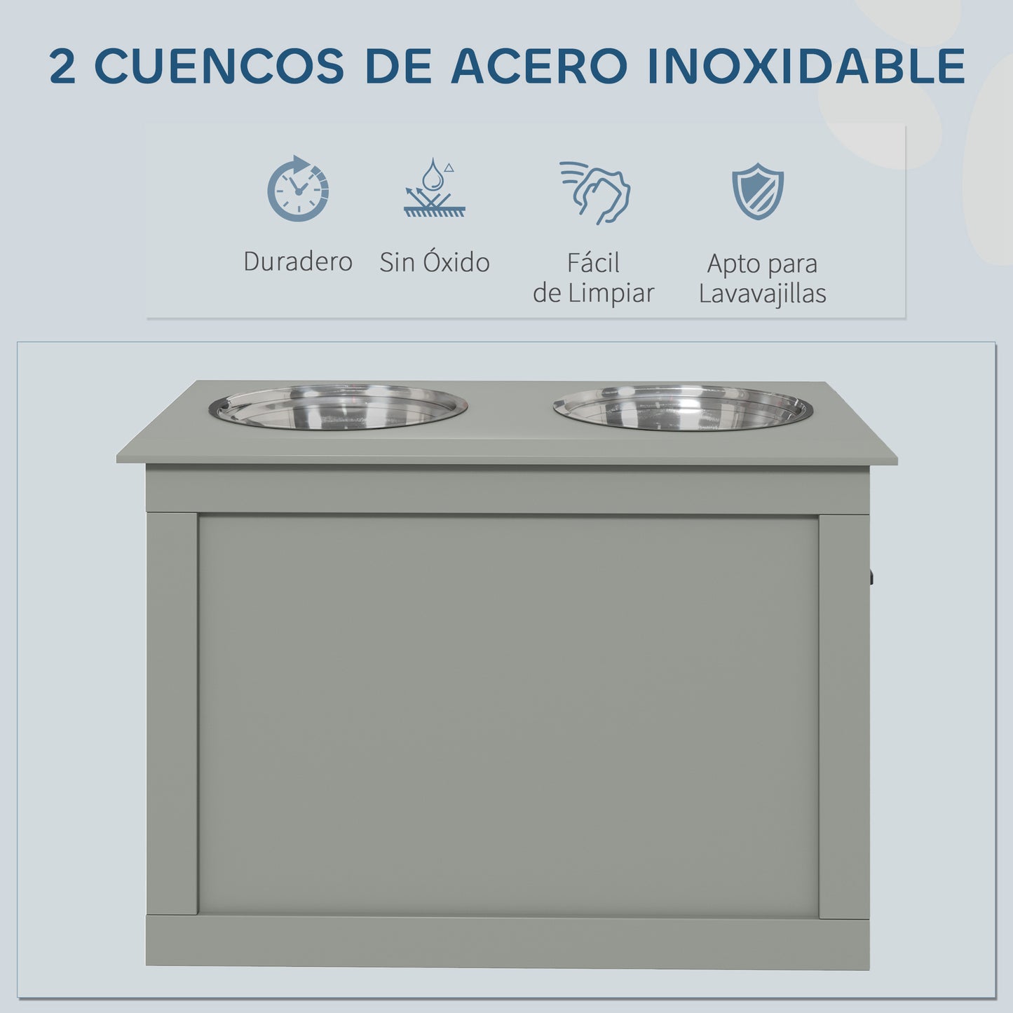 Pawhut Comedero Elevado Para Perros Con 2 Cuencos De Acero Inoxidable Gris_4
