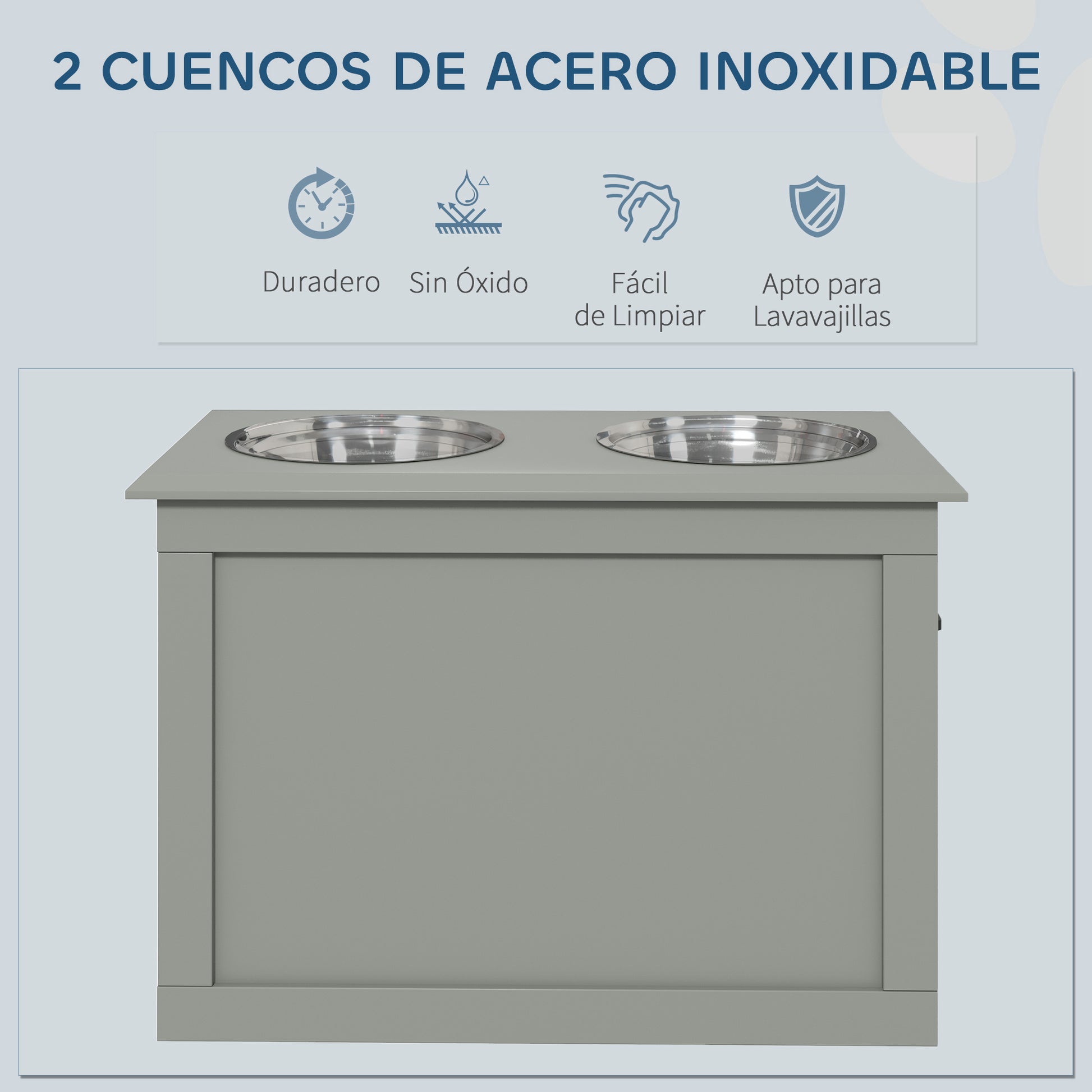 Pawhut Comedero Elevado Para Perros Con 2 Cuencos De Acero Inoxidable Gris_4