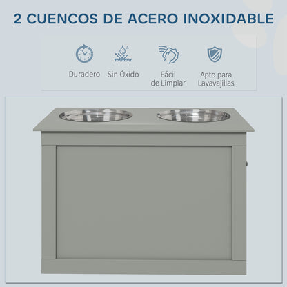 Pawhut Comedero Elevado Para Perros Con 2 Cuencos De Acero Inoxidable Gris_4