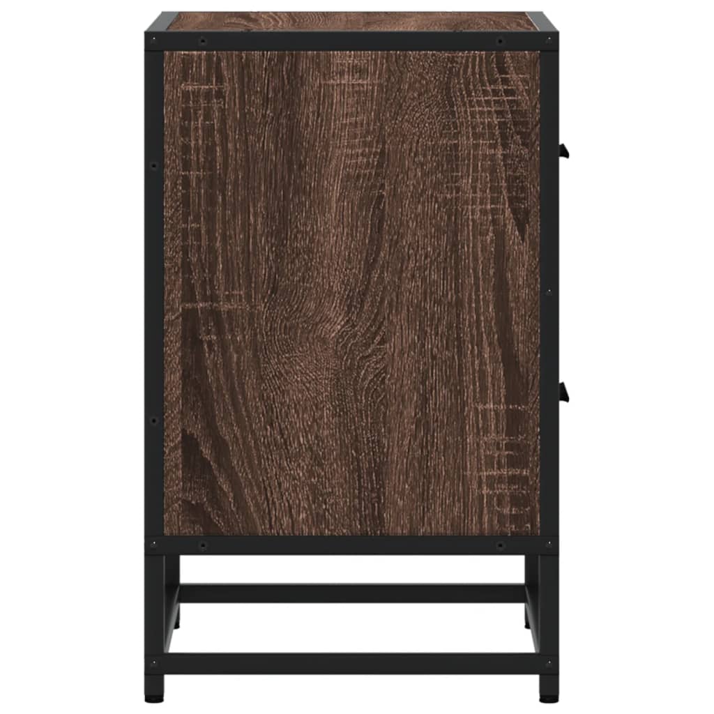 Mesita De Noche Madera De Ingeniería Marrón Roble 40x31x50 Cm_4