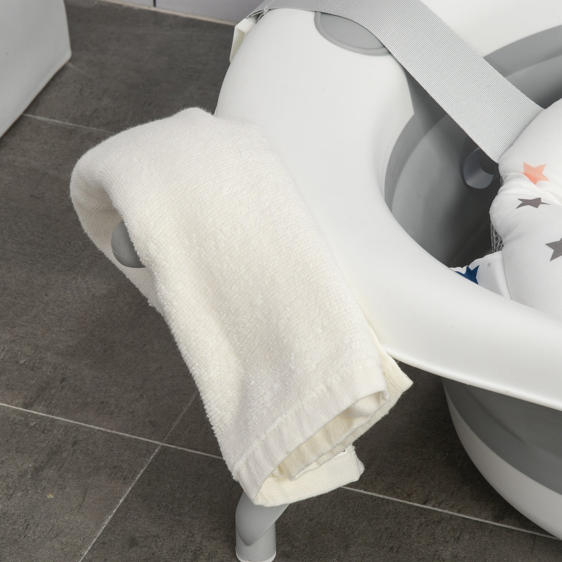 Homcom Bañera Plegable Bebé Recién Nacido Hasta 3 Años 35l Con Cojín Y Tapón_3