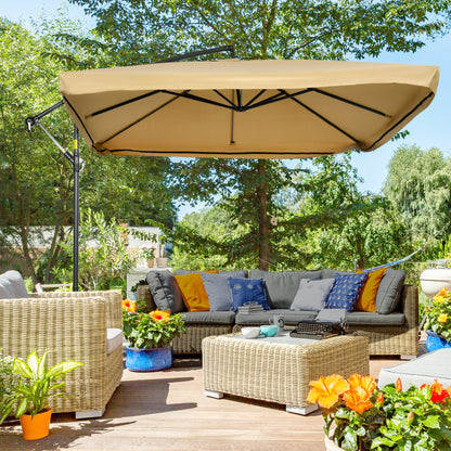 Outsunny Sombrilla De Jardín 296x296x265 Cm Inclinable Con Manivela Base Cruzada_1
