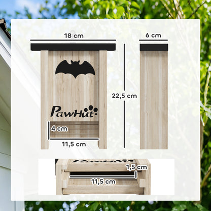 Pawhut Pack De 3 Casas Para Murciélagos De Madera Para Exterior Jardín Natural_2