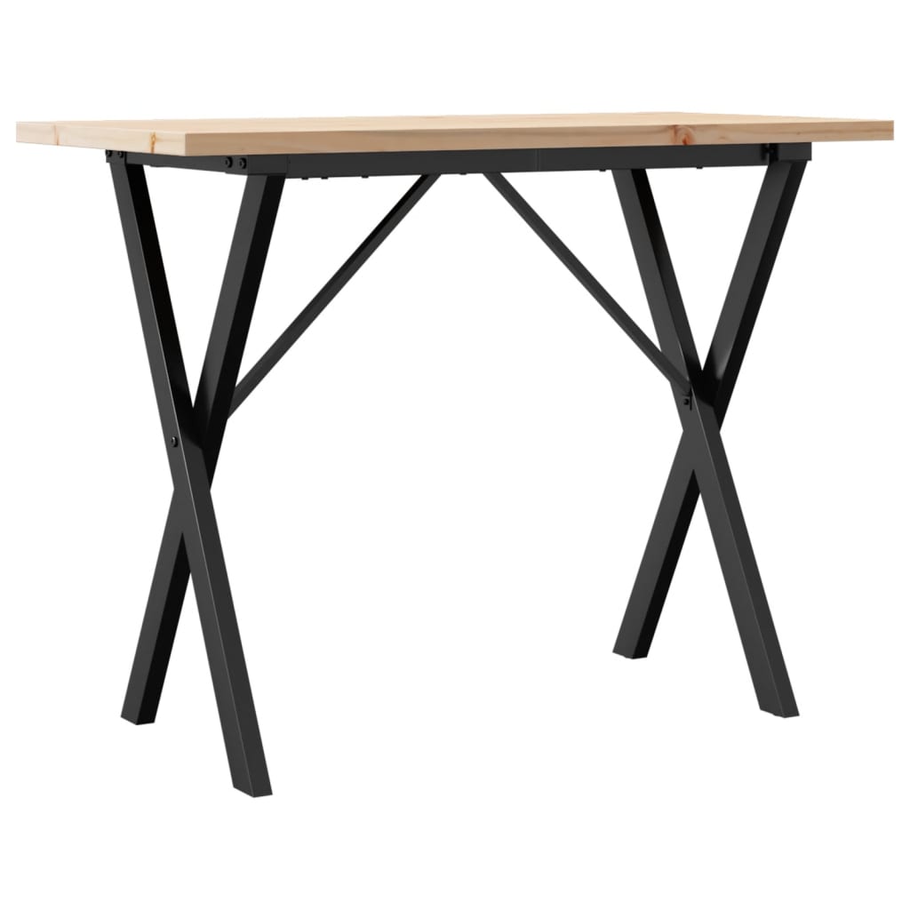 Mesa De Comedor Marco X Madera Maciza Pino Acero 100x50x75,5 Cm_0