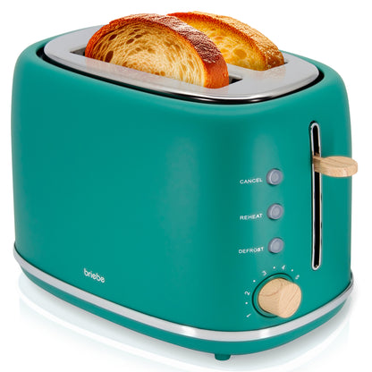 Briebe Nordic Tostadora Pan Ranura Ancha, Tostador 2 Rebanadas, 6 Niveles Tostado, Calientapanecillos, Ta1166gre, Verde_0