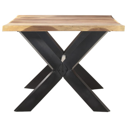 Mesa De Comedor Madera Maciza Con Acabado Miel 200x100x75 Cm_1