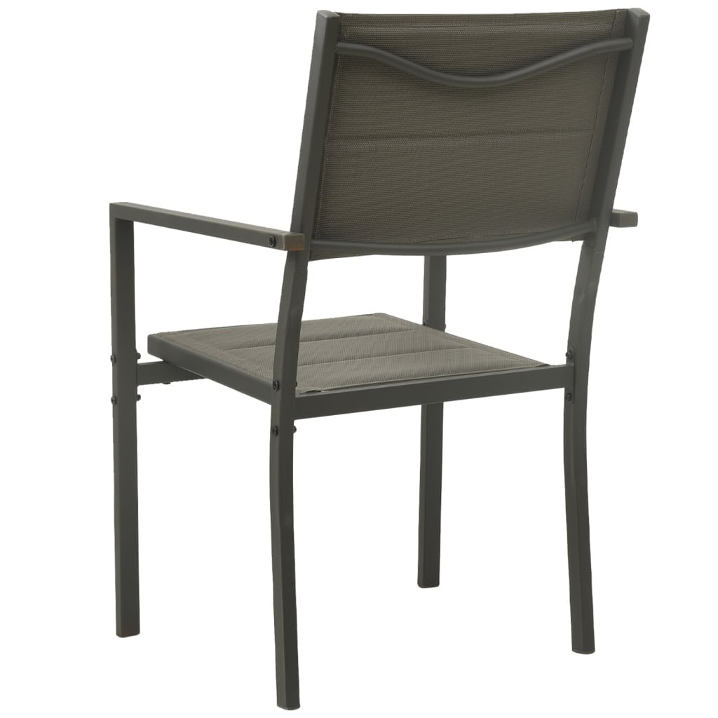 Vidaxl Sillas De Jardín 4 Unidades Acero Y Textilene Gris Y Antracita_4