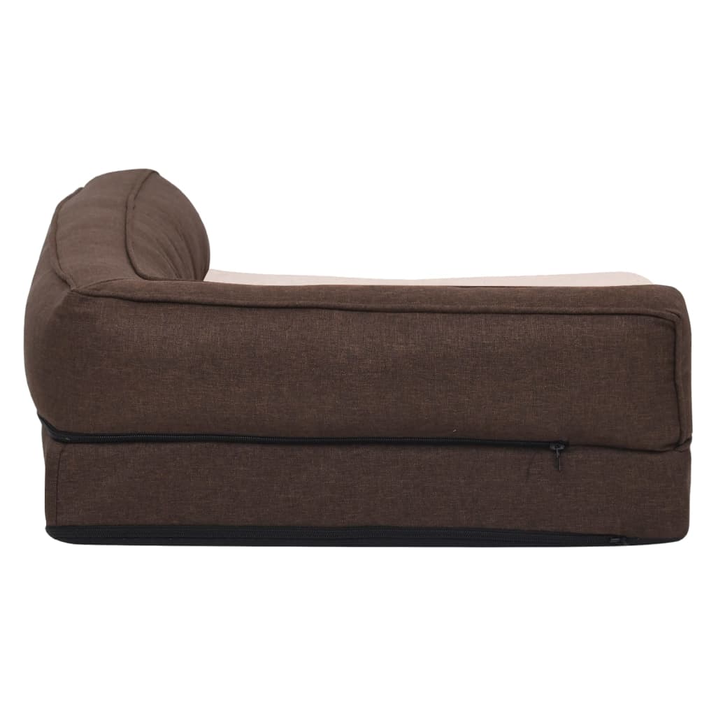 Vidaxl Colchón De Cama De Perro Ergonómico Aspecto Lino Marrón 60x42cm_5