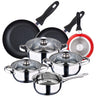 Batería 7 Piezas S.ignacio Faro Y Set 3 Sartenes Ø16/ø20/ø24 Cms Rojo, Aluminio Prensado, Antiadherente, Inducción