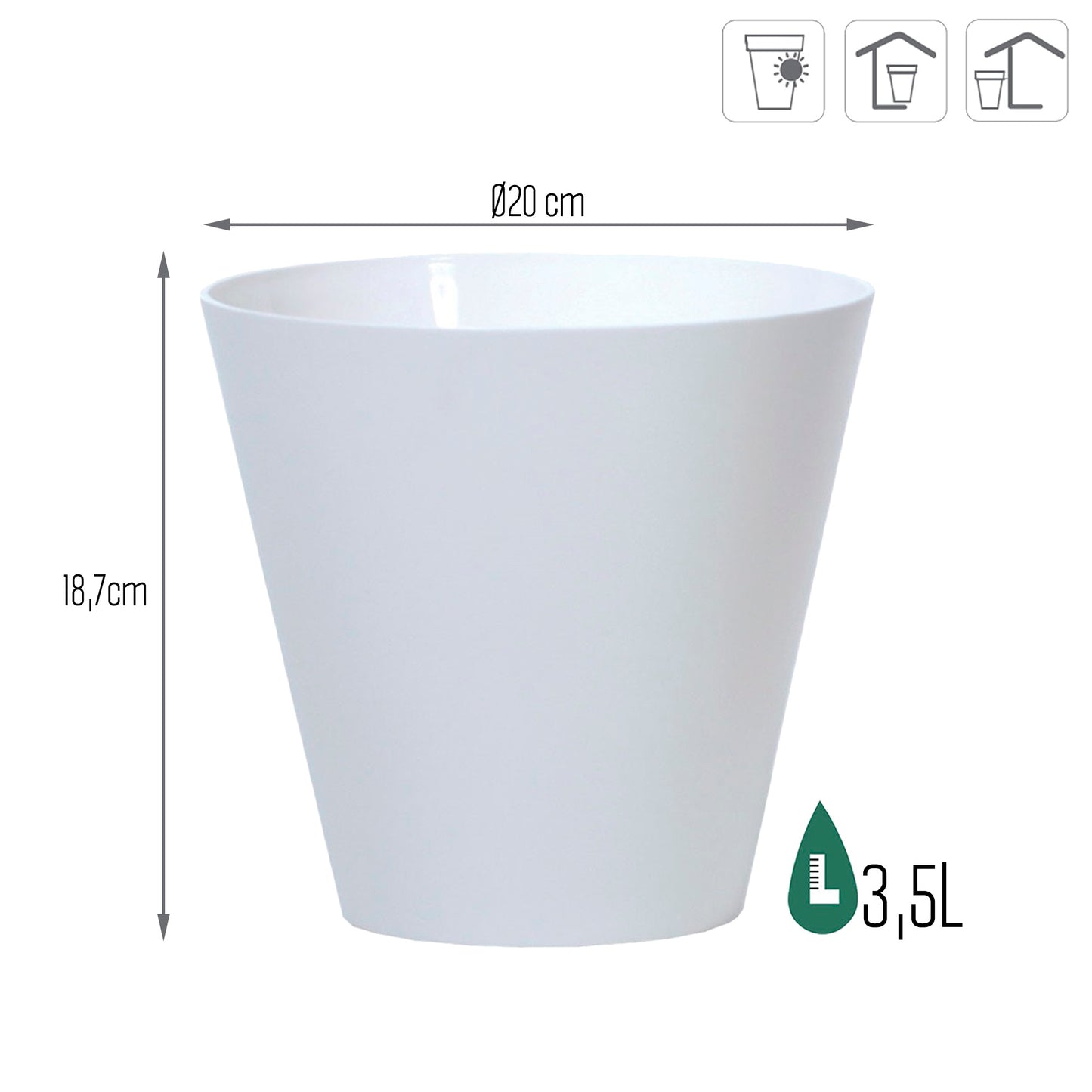 Maceta Tubus 3,5l., Dimensiones (mm) 200x200x187, Color Blanco_2