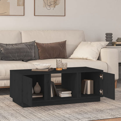 Mesa De Centro De Madera Maciza De Pino Negro 110x50x40 Cm_1