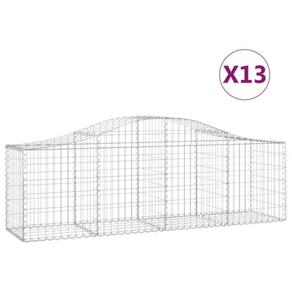 Cestas De Gaviones 13 Uds Forma De Arco Hierro 200x50x60/80 Cm_0