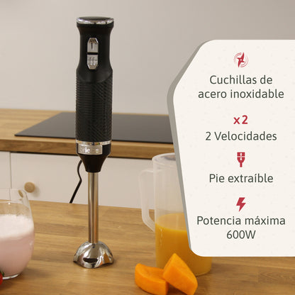 Briebe Batidora De Mano Brazo Desmontable, Cuchillas De Corte En Acero Inoxidable Diseño Ergonómico, Hb1173blk, Negro_1