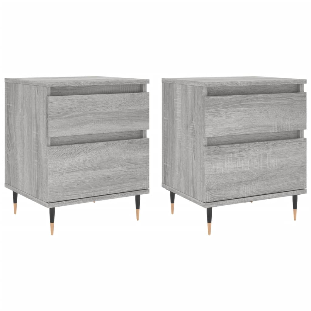 Mesita De Noche 2 Uds Madera Ingeniería Gris Sonoma 40x35x50 Cm_0