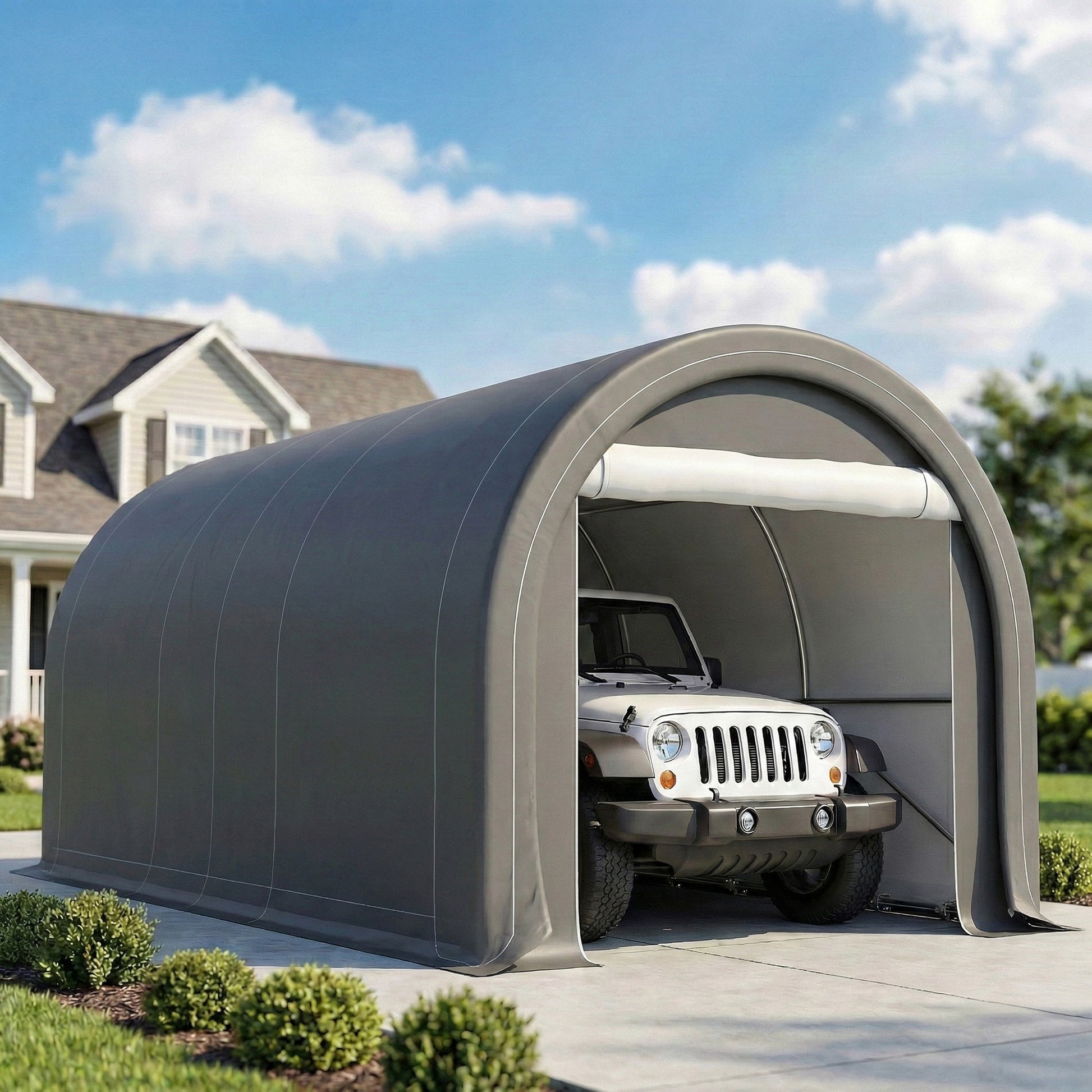 Outsunny Carpa Garaje 3x5 M Impermeable Con Puerta Enrollable Y Upf30+ Gris_1