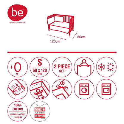 Juego de colcha + protector para cuna de BE 60x120 cm. varios colores Lion gis
