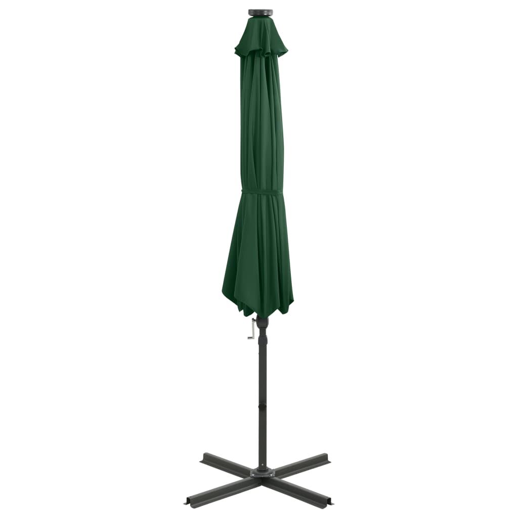 Vidaxl Sombrilla De Jardín Voladiza Con Palo Y Luces Led Verde 300 Cm_4