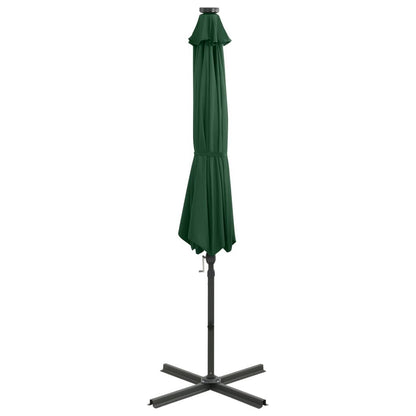 Vidaxl Sombrilla De Jardín Voladiza Con Palo Y Luces Led Verde 300 Cm_4